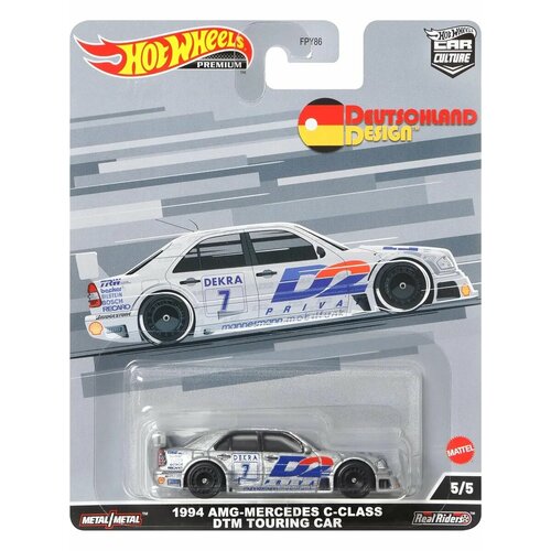 фото Коллекционная premium машинка hot wheels 1994 amg-mercedes c-class dtm touring car metalflake silver (коллекция car culture 2022, серия deutschland design, 5/5)