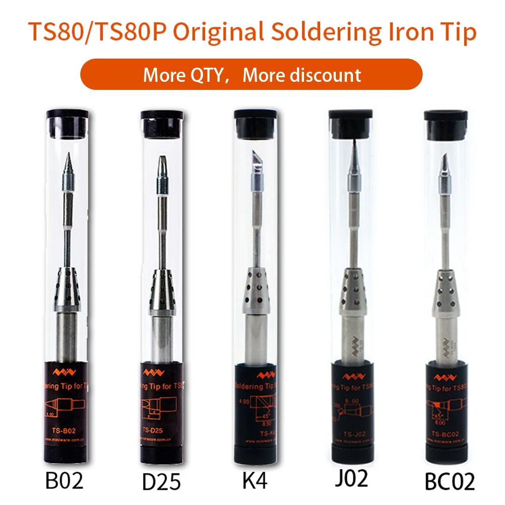 Оригинальное жало TS B02 BC02 D25 K4 J02 TS80 TS80P, сменное паяльное жало, бессвинцовая керамическая нагревательная головка, BC02