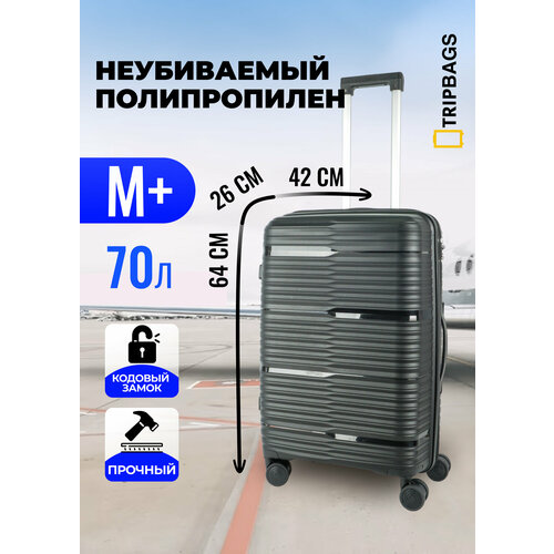 фото Чемодан , 70 л, размер m+, черный tripbags