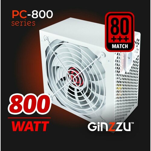 Блок питания Ginzzu PC800 ATX14CM 80 белый Гарантия 3 года 478500₽