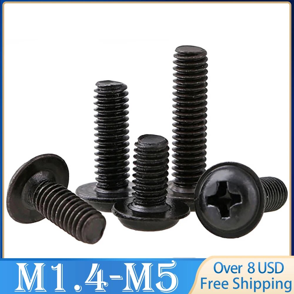 10 шт. Болты из углеродистой стали черного цвета M2-M6 M4 x10pcs 10mm