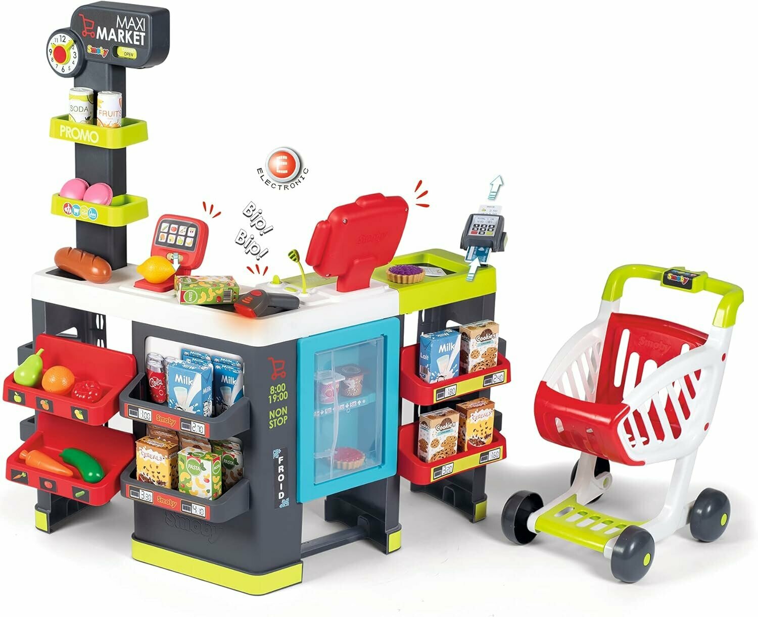 Детский супермаркет MAXI Market с тележкой свет и звук 50акс Smoby 350215