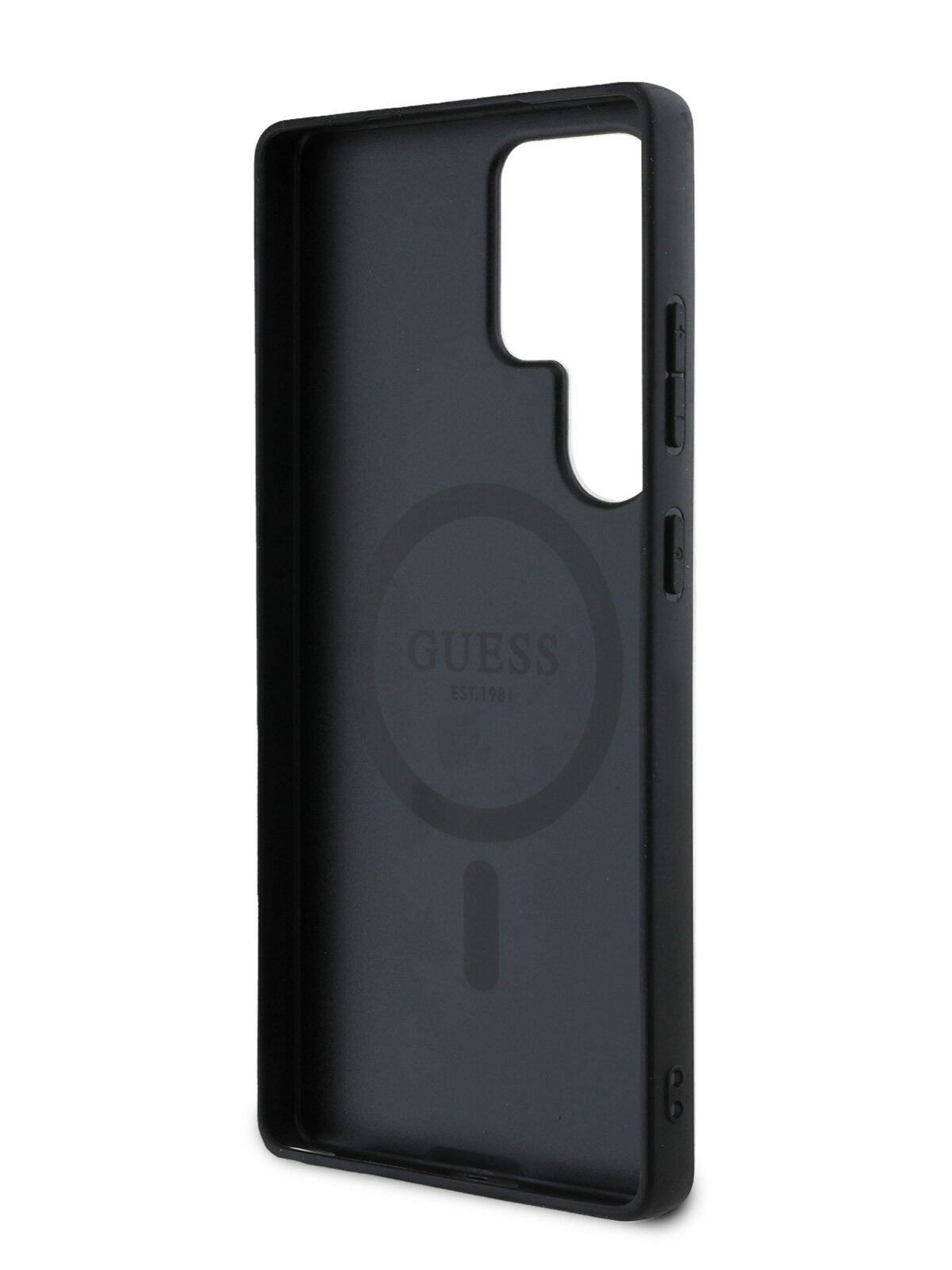 Guess для Galaxy S25 Ultra чехол PU 4G with Round Patch Metal logo Hard Black (MagSafe) — фото 1