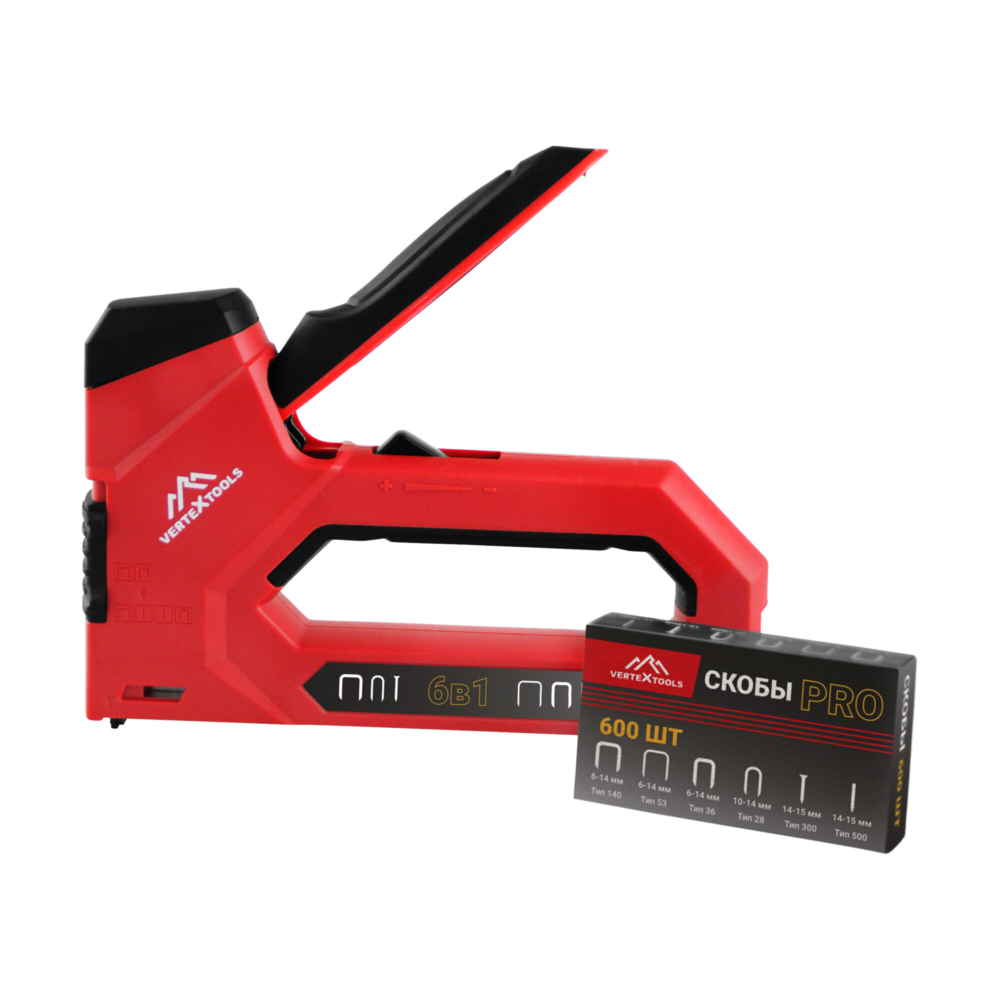 Степлер строительный 6 в 1 6-14 мм VertexTools PRO (тип 14053283630050)