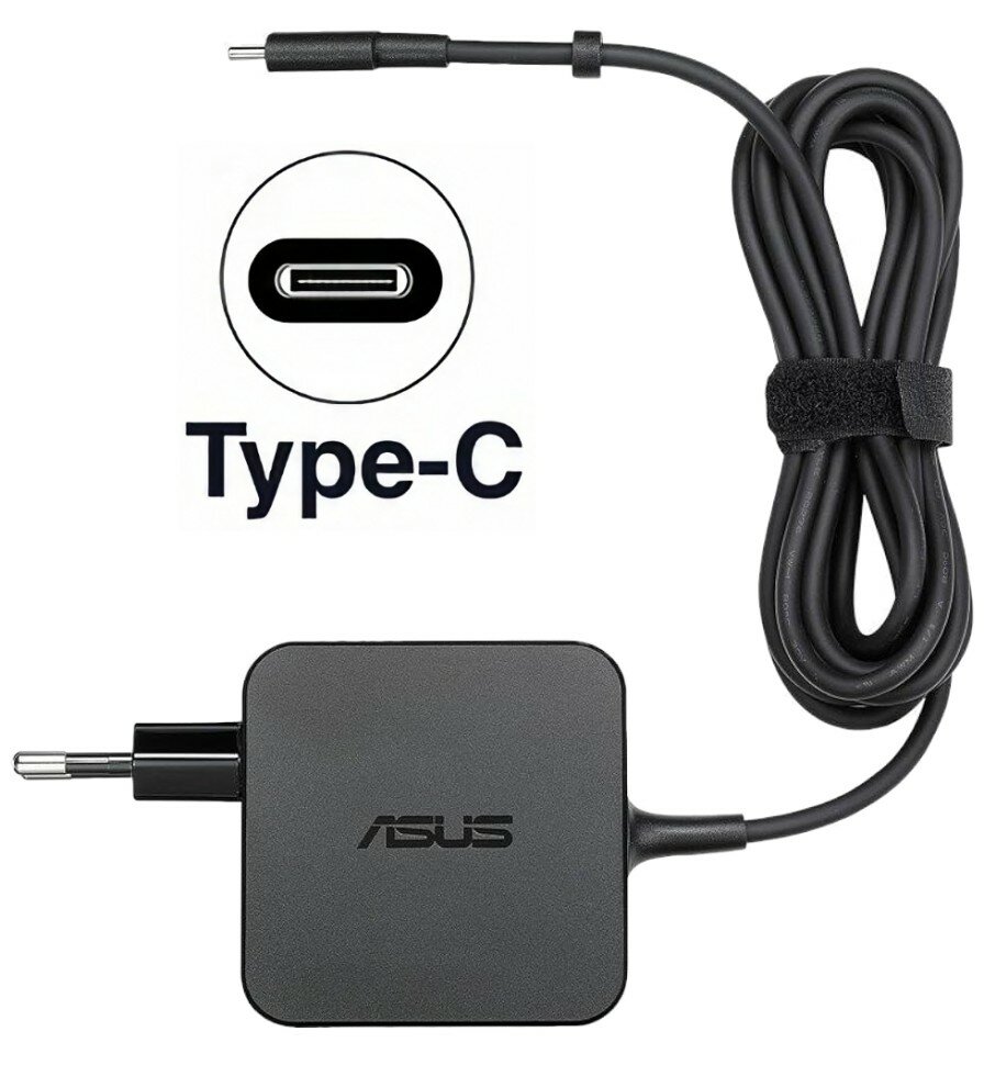 Зарядное устройство для ноутбука Asus, Chromebook Flip CX1 CX1102, 20V - 2.25A, (Штекер: Type-C) 45 Вт Квадратный