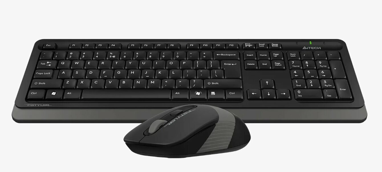 Клавиатура и мышь A4Tech "Fstyler" FG1010, беспроводные, черный, русская/английская раскладка