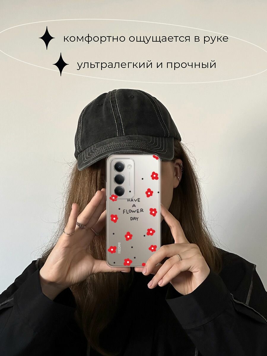 Чехол на Xiaomi Redmi 15 / Сяоми Редми 15 с принтом "Have a flower day 2", прозрачный — фото 1
