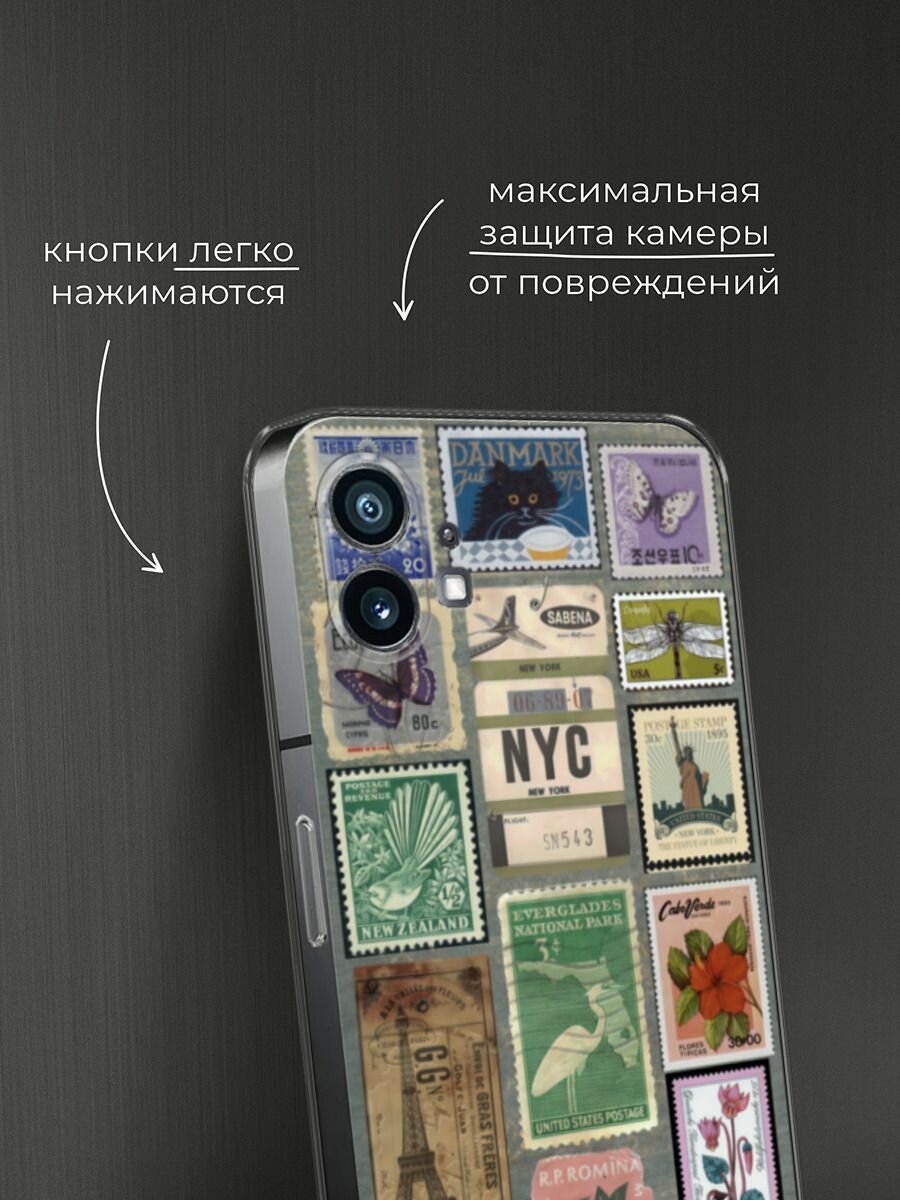 Чехол на Nothing Phone 1 / Нафинг Фон 1 с принтом Коллаж из марок — фото 1