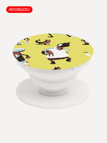 Изображение товара Попсокет, держатель для телефона, "бабушка танцует и ее кот"