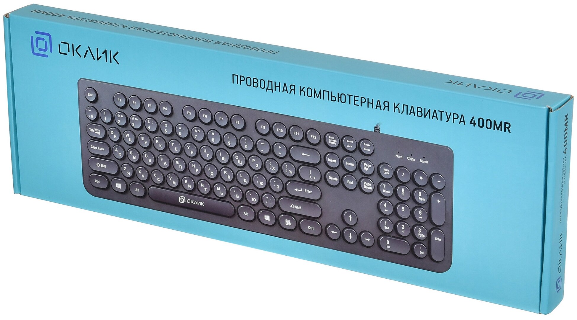 Клавиатура OKLICK , USB, белый мятный - фото №7