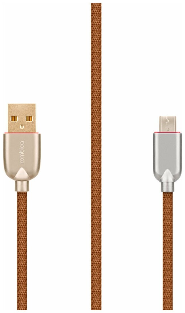 Кабель Rombica Digital AB-05, USB - micro USB, текстиль, 1м, коричневый