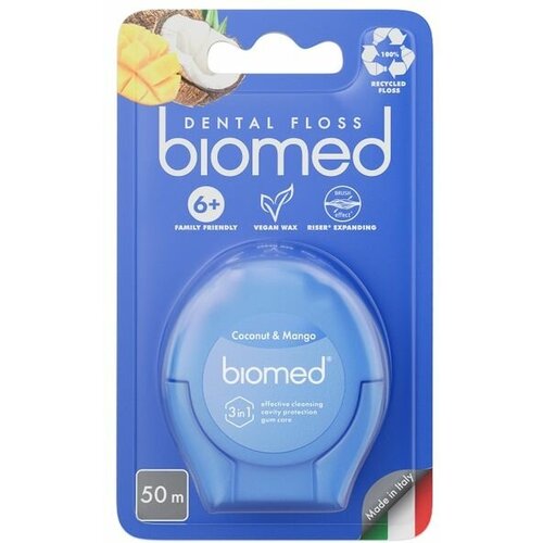 Biomed зубная нить (кокос/манго) 50 м biomed нить зубная кокос и манго 50 м