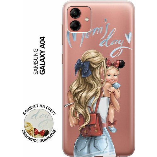 Силиконовый чехол с принтом Mom's Day для Samsung Galaxy A04 / Самсунг А04 силиконовый чехол на samsung galaxy a04 самсунг а04 с 3d принтом stormtrooper stickers прозрачный