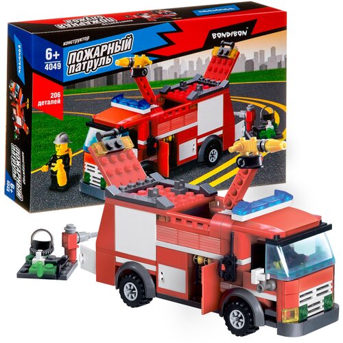 конструктор bondibon пожарная служба пожарная машина 100 дет box Конструктор BONDIBON Пожарная служба ВВ4049 Пожарная машина, 206 дет.