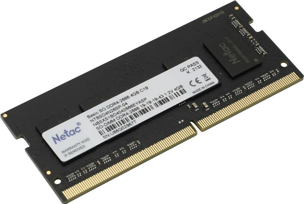 Оперативная память Netac 4 ГБ DDR4 2666 МГц SODIMM CL19 NTBSD4N26SP-04 - фотография № 5