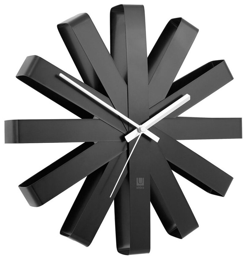 Часы настенные Ribbon 30,5х4,5 см, материал металл, цвет черный, Umbra, 118070-040