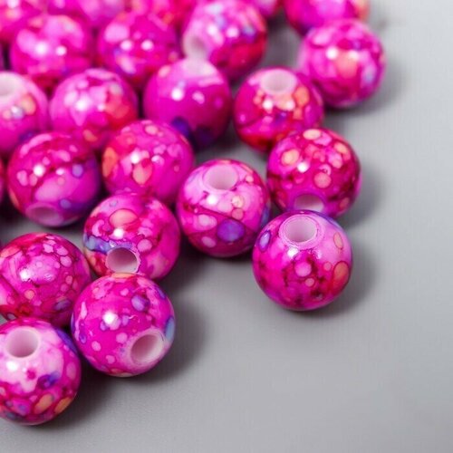 Бусины для творчества, пластик Шарики шамот ярко-розовый набор 20 грамм d-1 см