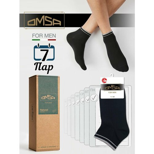 Мужские носки Omsa, 7 пар, укороченные, размер 42-44 (27-29), черный