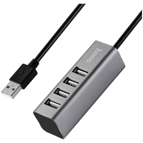 USB-концентратор HOCO HB1, 4 гнезда, 4хUSB2.0, цвет: серый