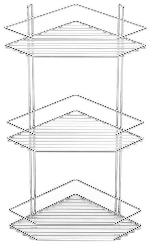 Полка для ванной комнаты угловая ES073 3 яруса 20*20*47 хром