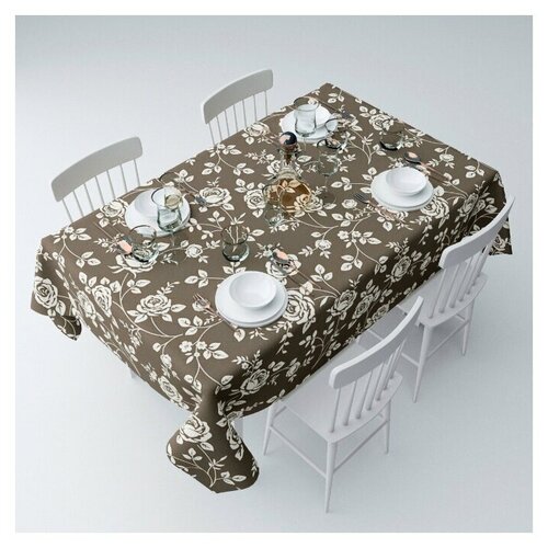 фото Скатерть сирень вальс цветов, 145х120 см, коричневый