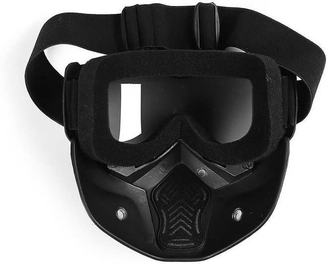 TORSO Очки-маска для езды на мототехнике, разборные, стекло с затемнением, черные