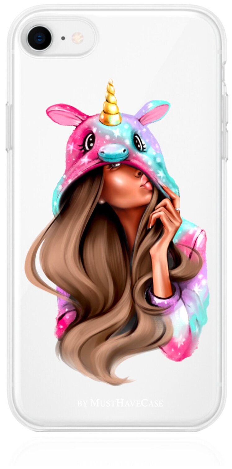 Прозрачный силиконовый чехол MustHaveCase для iPhone 7/8/SE2020 Unicorn Girl для Айфон 7/8/СЕ2020 Противоударный