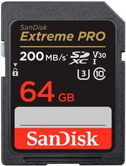 Карта памяти SanDisk SDXC 64GB Extreme Pro UHS-I V30 U3 R200/W90MB/s