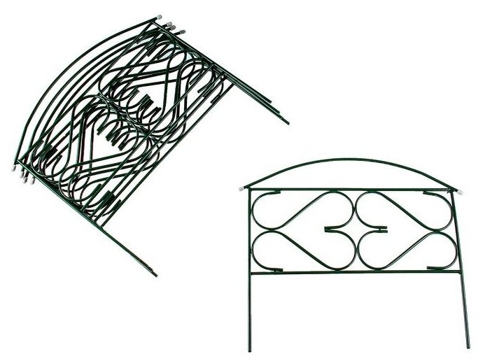 Ограждение 50 х 315 см, 5 секций, металл, зеленое, "Дачный плюс" УС 2083042