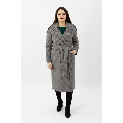 KR-256-Гусиная лапка Пальто женское серый Kristina Moda