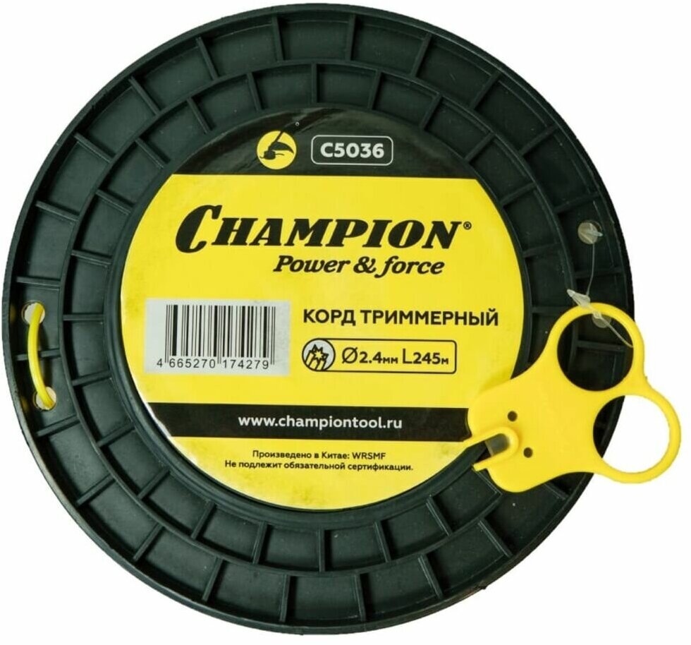 Леска для триммера Champion Корд трим. Star 2.4мм*245м (звезда) C5036