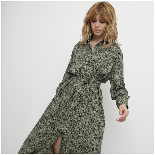 фото Платье-рубашка зелёный леопард blumig р.42-52