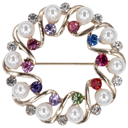 фото Брошь бижутерная венок (замок-булавка, разноцветный) 56259 otokodesign