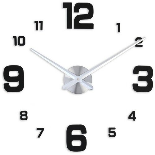Часы-наклейка, серия: DIY, Эндерлин, плавный ход, d-120 см, 1 АА, серебристо-черные