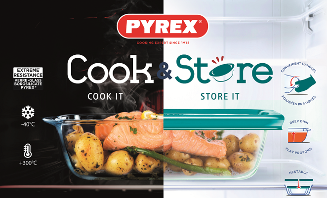 Блюдо с крышкой Cook&Store 23х15x6.5см 1.1л прямоугольное, PYREX