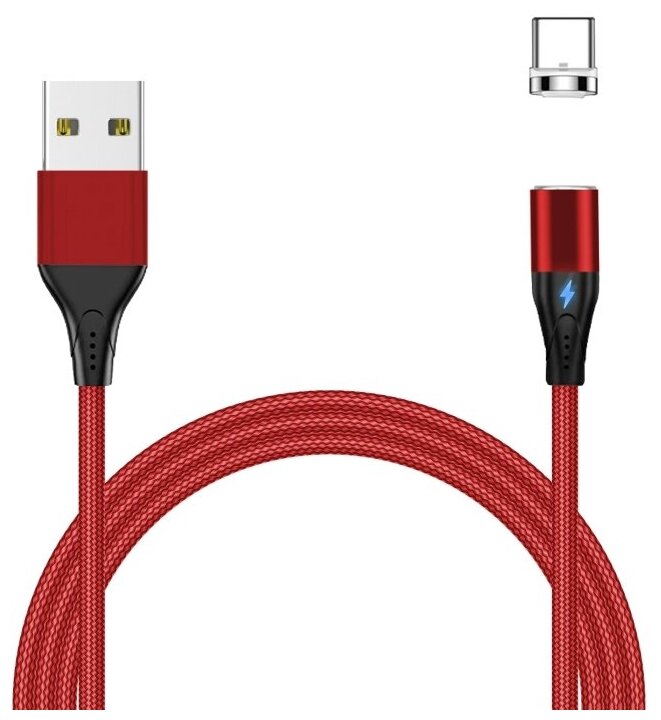 Jet.A (JA-DC38 2м Red) Кабель USB 2.0 AM--)съёмный магнитный Usb-c 2м