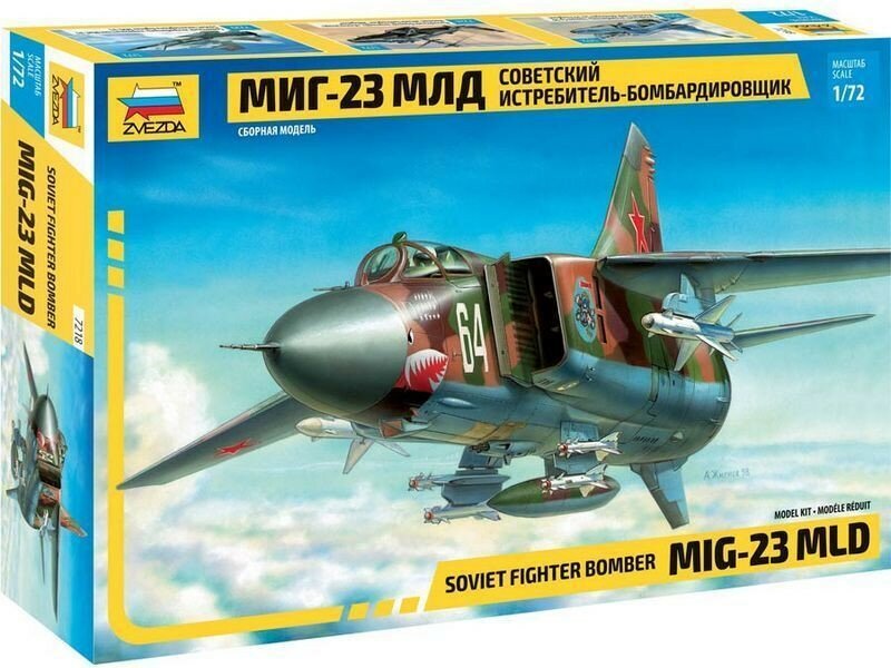 Сборная модель ZVEZDA Советский истребитель-бомбардировщик МиГ-23МЛД, 1/72