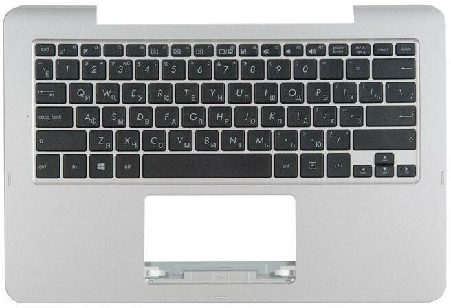 Клавиатура для ноутбука Asus T300FA-1A с топкейсом, серебристая панель, чёрные кнопки (90NB0531-R31RU0)