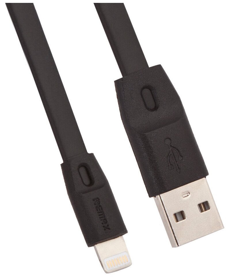 Кабель USB - 8 pin Remax RC-001i Full Speed, 2.0м, плоский, 2.1A, силикон, цвет: чёрный