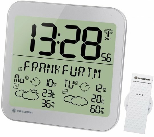 Часы настенные Bresser MyTime Meteotime LCD, серебристые