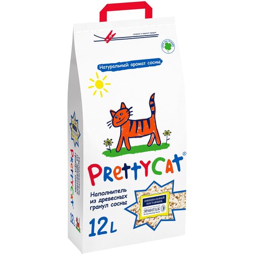 PrettyCat наполнитель древесный для кошачьих туалетов Wood Granules 4 кг (12 л) prettycat wood granules наполнитель древесный для кошачьих туалетов