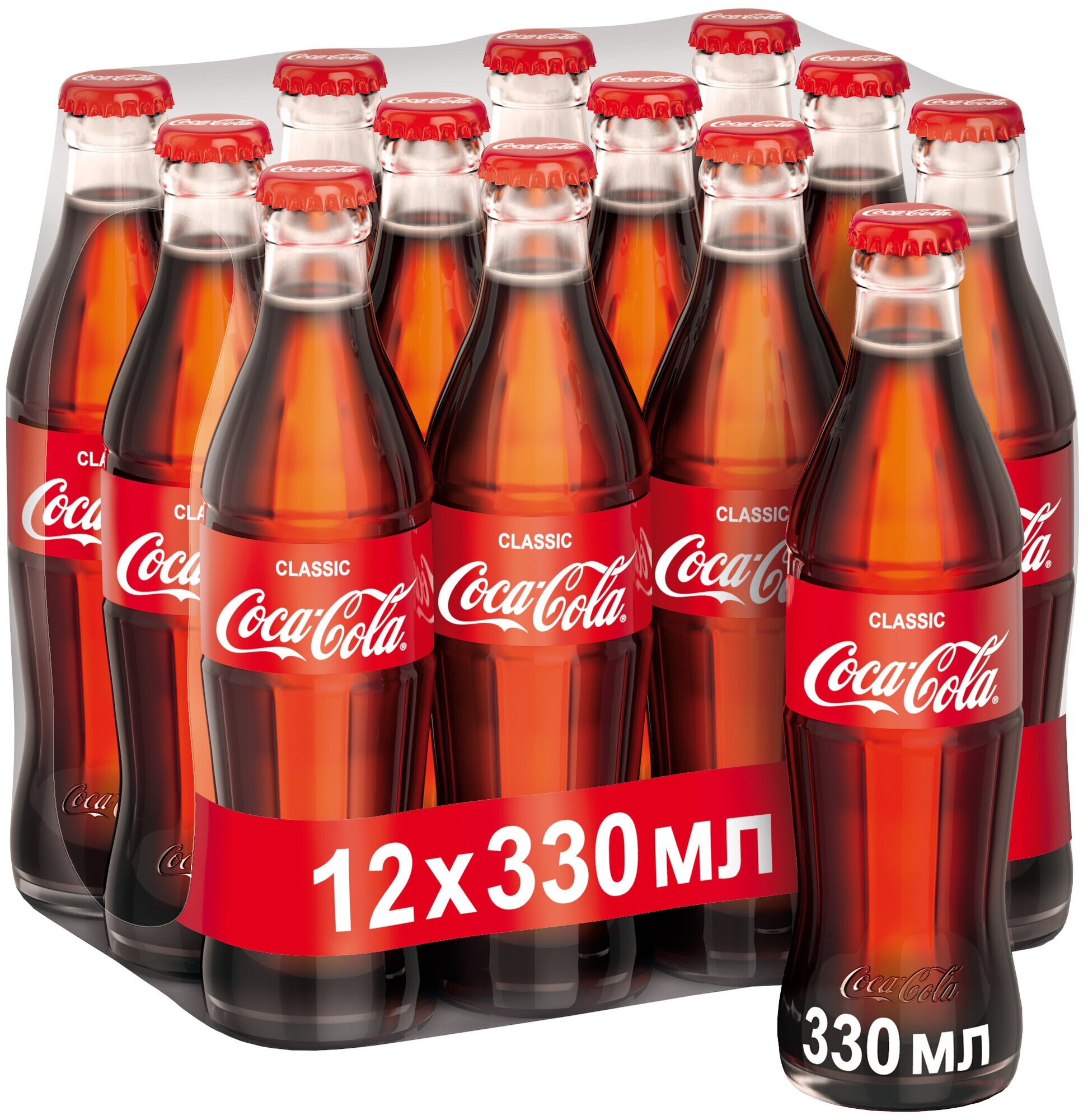 Напиток газированный COCA-COLA (Кока-Кола) 0.33 л х 12 шт, стекло - фотография № 1