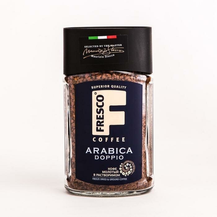 Кофе растворимый Fresco Arabica Doppio с добавлением молотого, стеклянная банка, 100 г