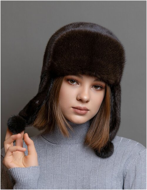 Женская меховая норковая зимняя шапка ушанка из меха норки