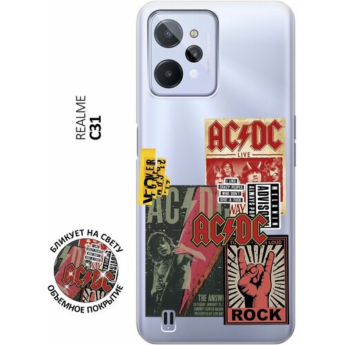 Силиконовый чехол с принтом AC/DC Stickers для realme C31 / Рилми С31 силиконовый чехол с принтом bts stickers для realme c31 рилми с31