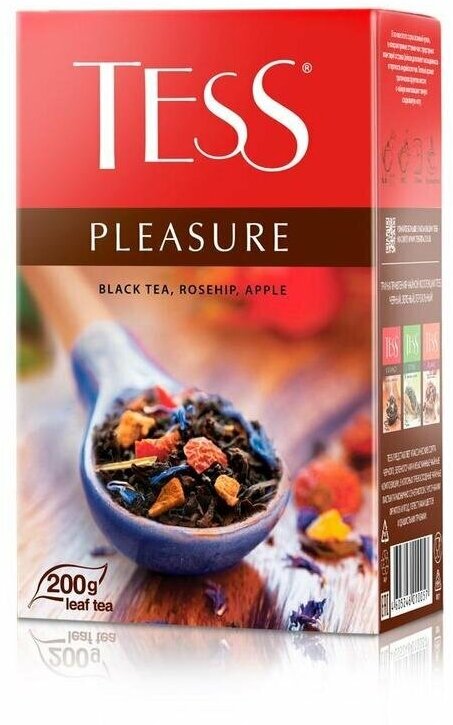 Чай Tess Pleasure черный с шиповником и яблоками 200 г, 1221750