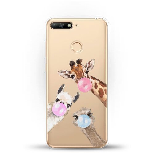 фото Силиконовый чехол лама, жираф и страус на huawei y6 prime (2018) andy & paul