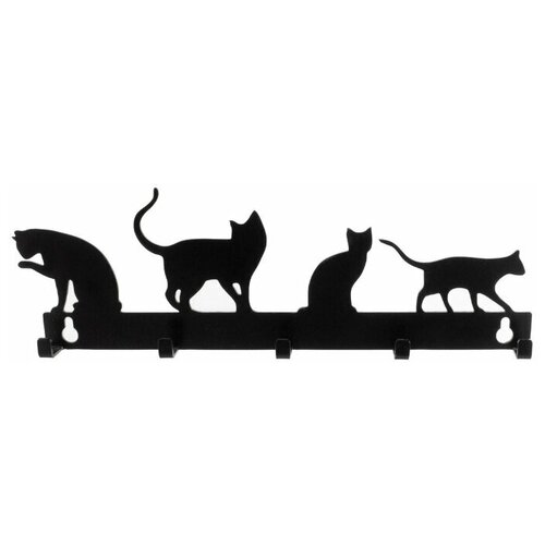 Ключница, 4 кота, металл, черный, 90