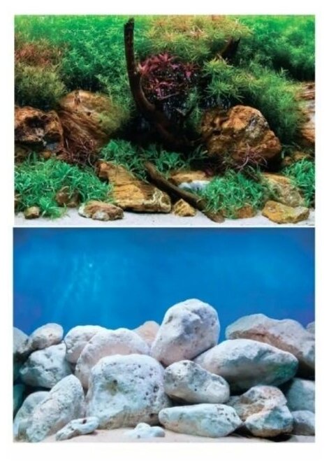 Фон для аквариума двухсторонний 60*124см Водный сад/Яркие камни - фотография № 8