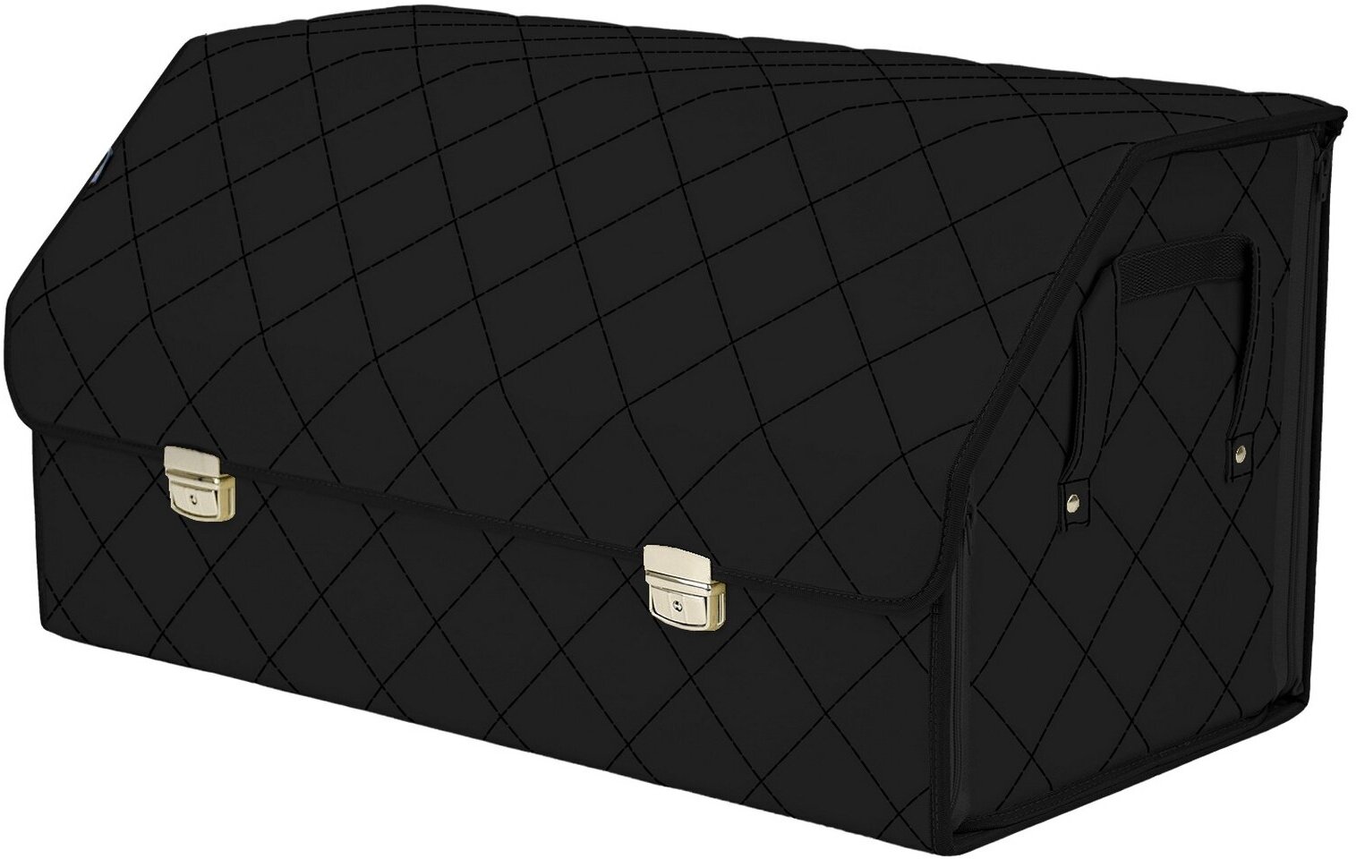 Органайзер-саквояж в багажник "Союз Премиум" (размер XL Plus). Цвет: черный с черной прострочкой Ромб.